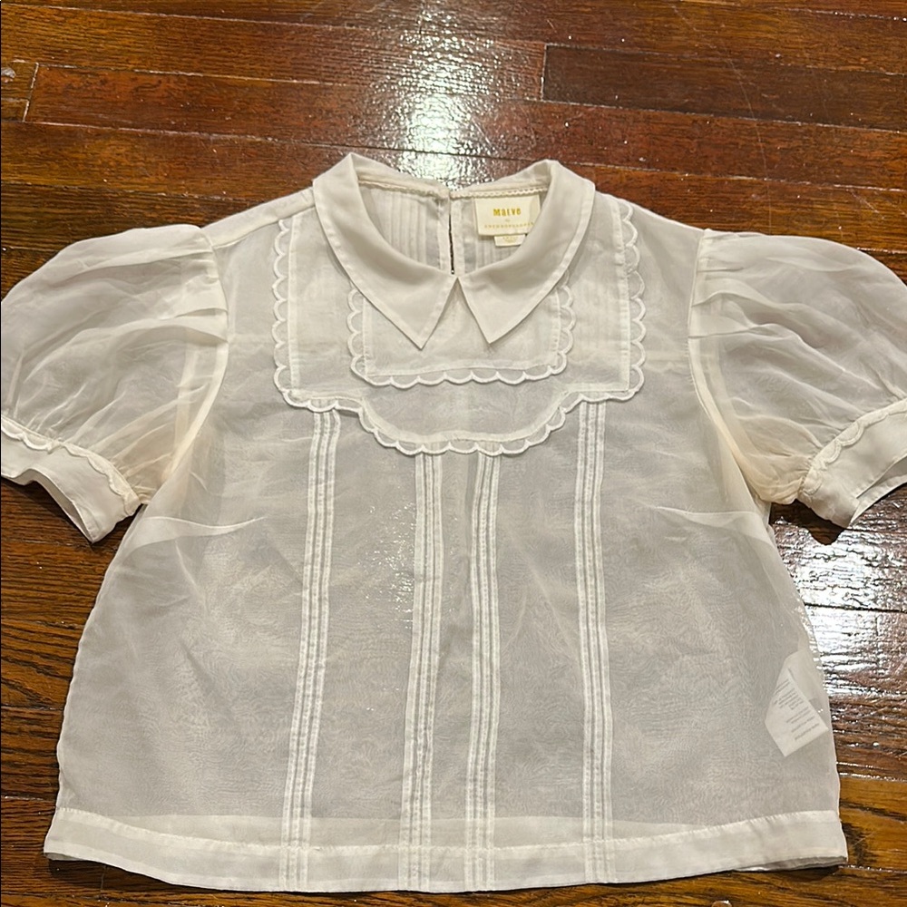 Anthropologie White Sheer Top